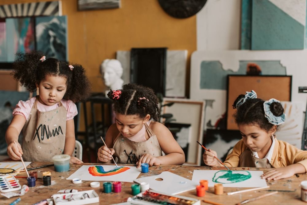 Illustrative photograph of children painting